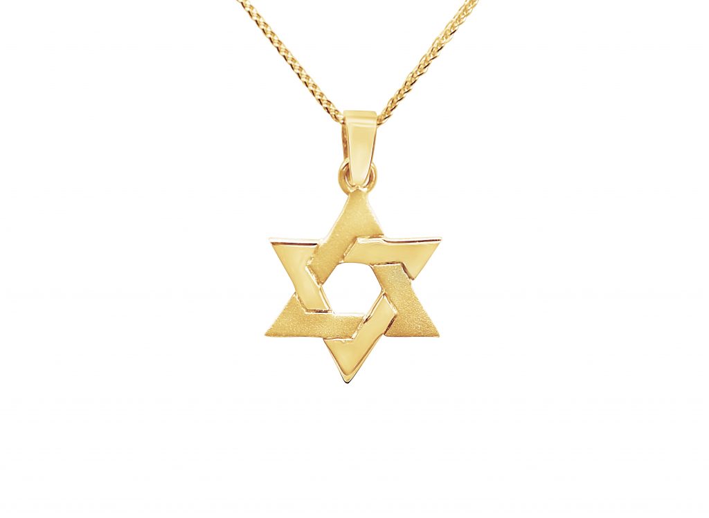 שרשרת מגן דוד מזהב - מט וחלק