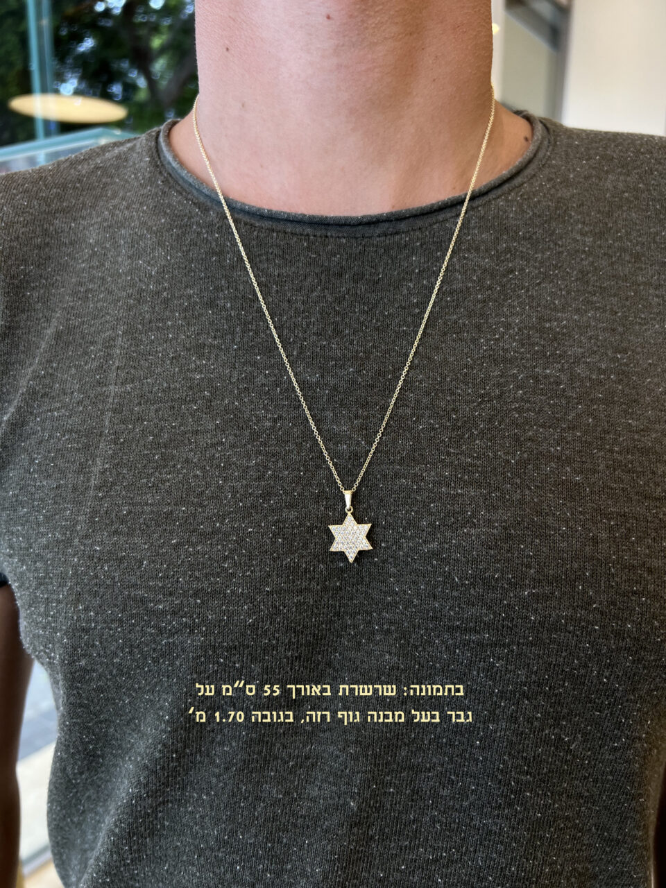 שרשרת מגן דוד זהב משובצת זרקונים. תכשיטי בר-דור