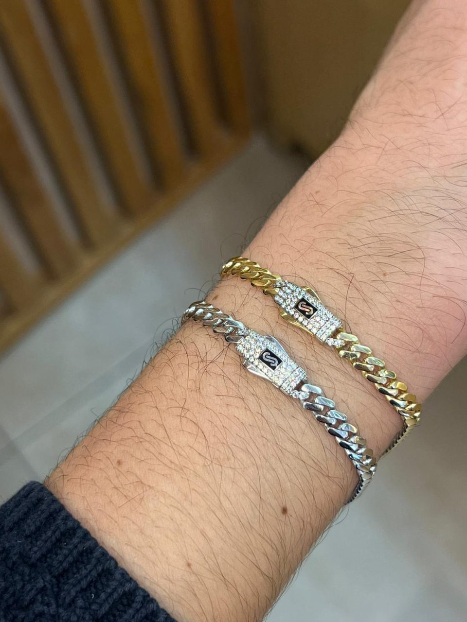 צמיד זהב לגבר חוליות קובניות 5 ממ